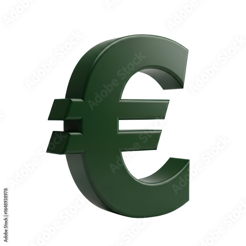Green Euro Currency Symbol on Transparent Background