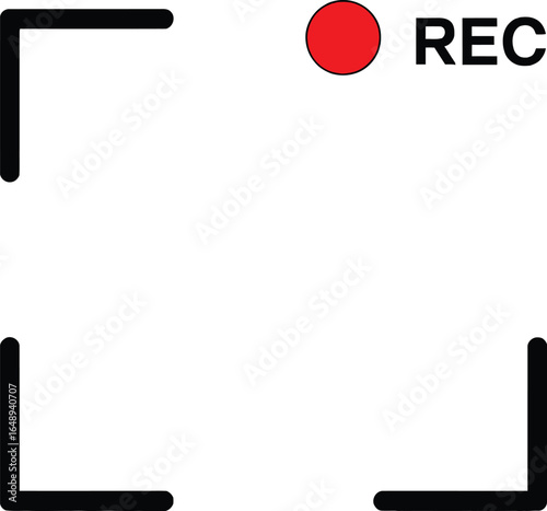 Camera viewfinder with red circle and REC text on transparent background