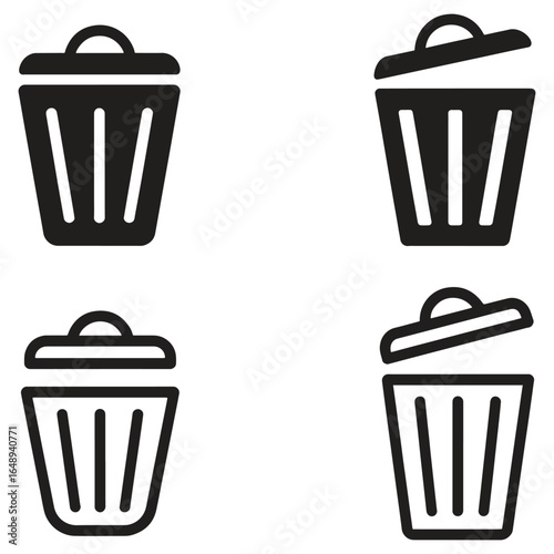 Clean modern icons representing trash and recycling bins for website design and mobile app interfaces.