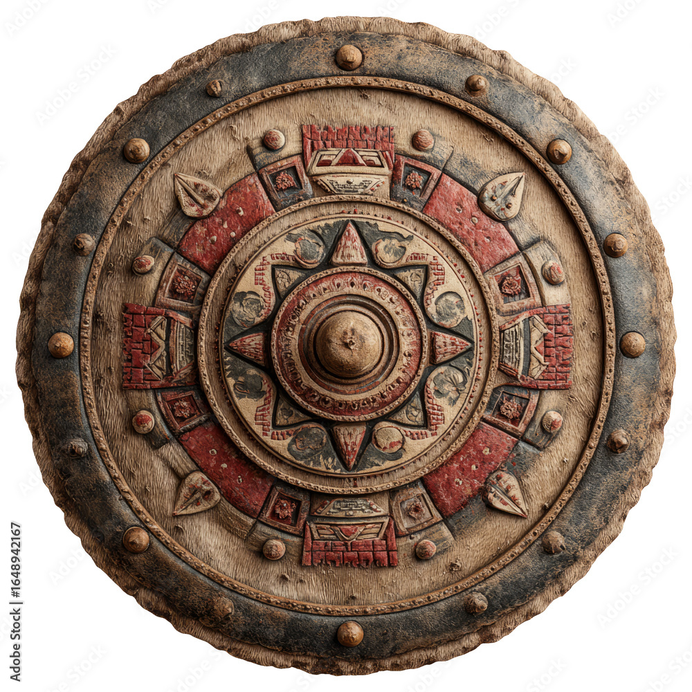 Fototapeta premium Isolated Decorative Shield with Intricate Patterns on Transparent Background