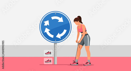 Circular Workout Routine Woman Using Resistance Bands For Strength Training