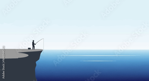 Cliffside Angler Serenity Captures the Essence of Patience And Peaceful Escape