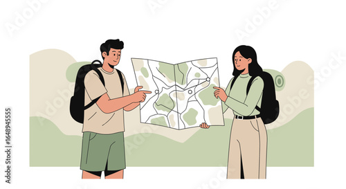 Couple Planning Adventure Together With a Map on Vacation Trip