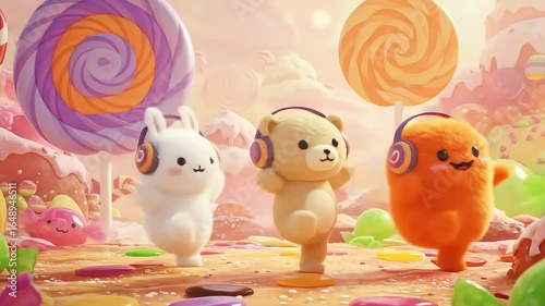 Dancing Plush Characters in Candyland