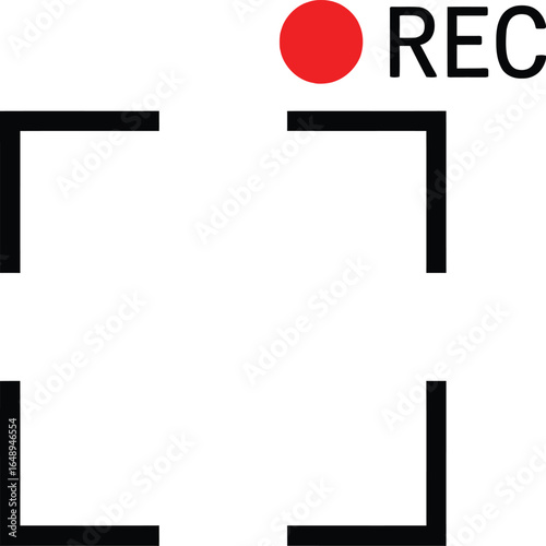 Recording on White Background with REC Text and Red Circle Element