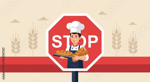 Concept Illustration Of Gluten Intolerance Or Gluten Free Diet Choice