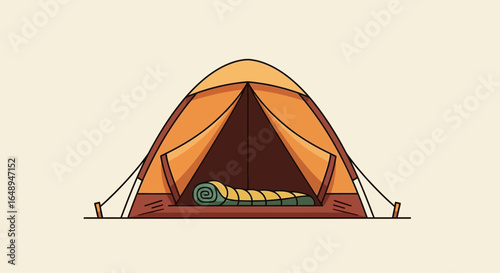 Cozy Camping Tent With Sleeping Bag Illustration For Adventure Enthusiasts