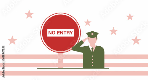 Conceptual Illustration About Military Restriction And Regulations On Border Control