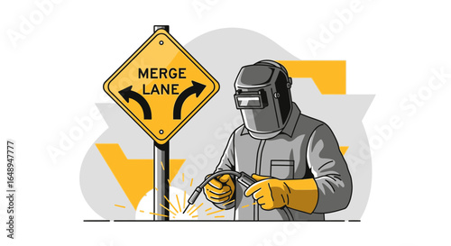 Conceptual Welder Depicts Merging Lanes Demonstrating Flexibility And Adaptability