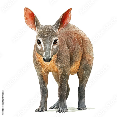 Aardvark, watercolor clipart vector, isolated on a white background.