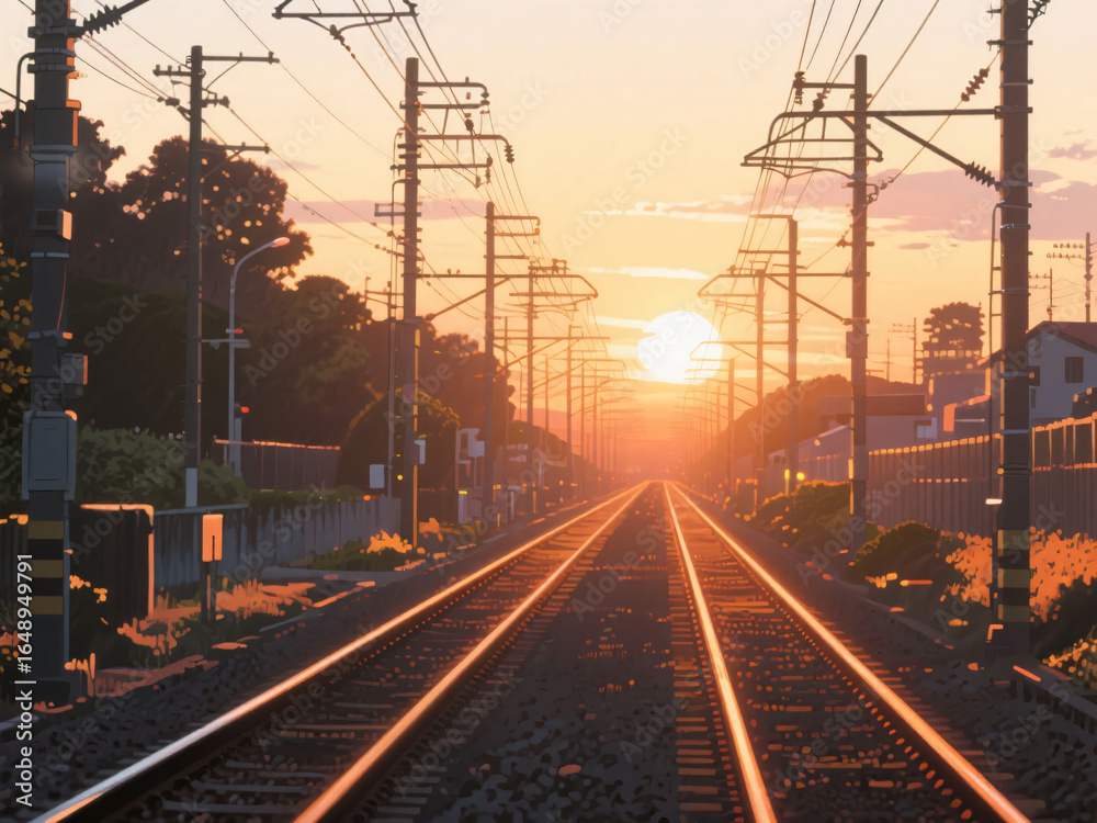 Obraz premium semi realistic anime background landscape