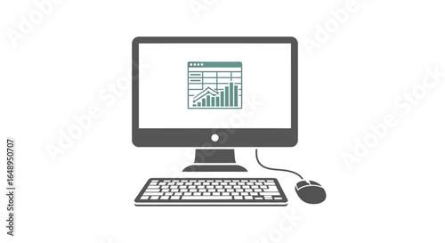 Computer with data chart image