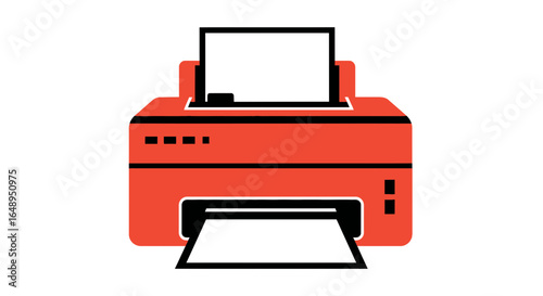 Red printer with paper output