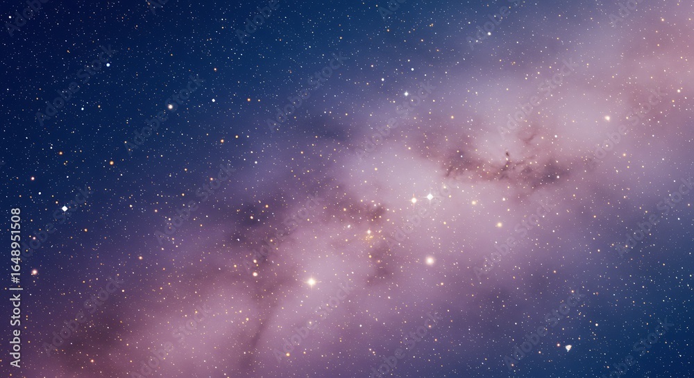 Fototapeta premium A mesmerizing deep space vista showcasing the brilliant Milky Way galaxy, a cosmic panorama of stars and nebulae against a purple night sky