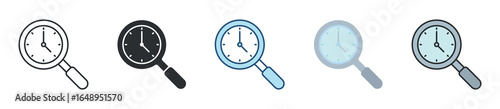 Time Search Icon Set Multiple Style Collection