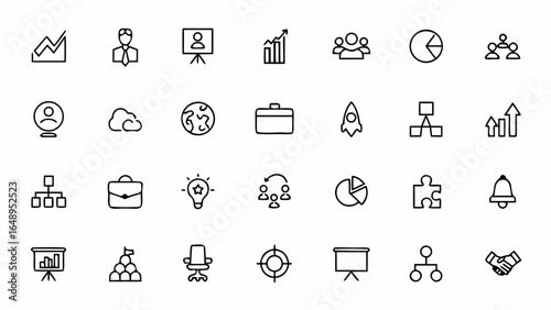 Corporate Service Franchise Icons – Consulting & Management Vector Pack