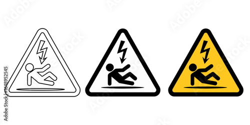 Electrical hazard warning signs safety triangle symbols danger shock alert electricity risk