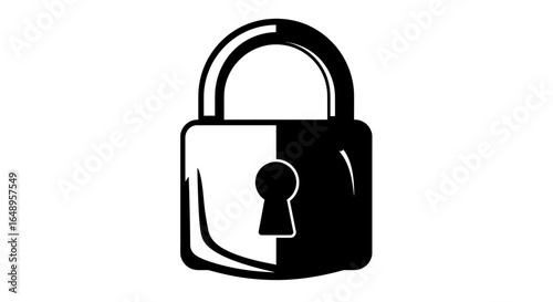 Secure Lock Icon Black and White Padlock Graphic