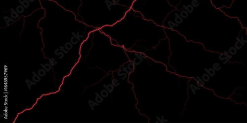 Massive lightning bolt with branches isolated on black background. Lightning flash on black background. Natural phenomenon, light bolt. thunder lighting on black sky. 3d illustration,