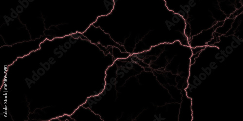 Massive lightning bolt with branches isolated on black background. Lightning flash on black background. Natural phenomenon, light bolt. thunder lighting on black sky. 3d illustration,