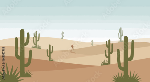 Desert Wanderer: Solitude and Adventure in the Arid Landscape Silhouette