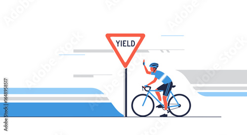 Cyclist At Yield Sign In Active Transportation Graphic Presentation