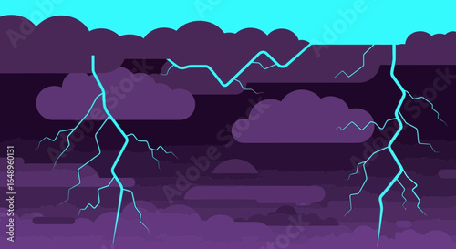Dramatic illustration of lightning striking amidst a stormy cloudscape design