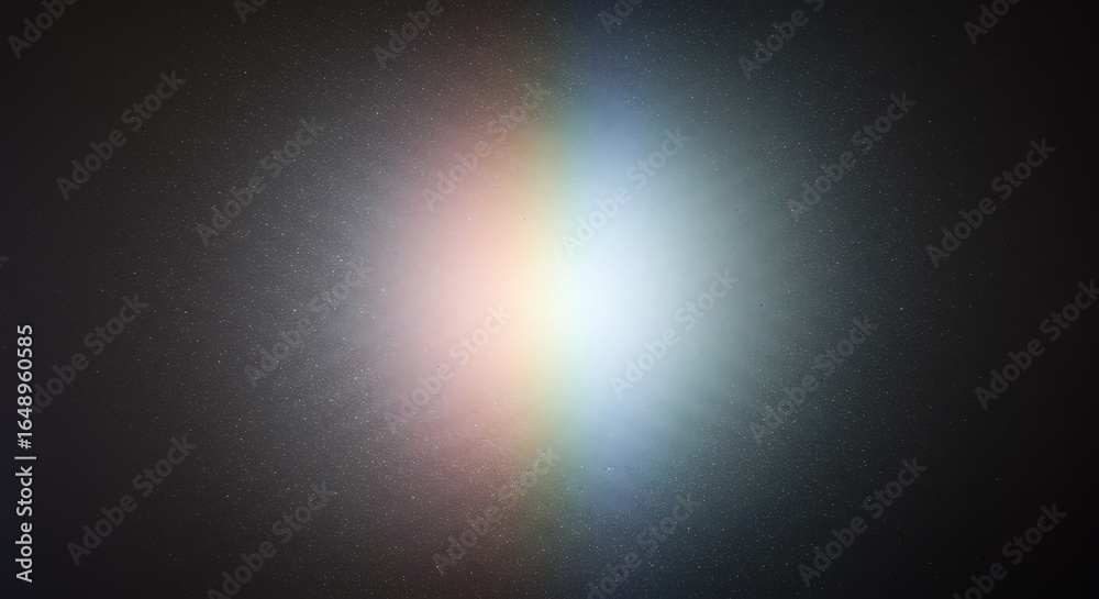 Obraz premium Soft rainbow light effect with lens flare and bokeh on a dark background, abstract background