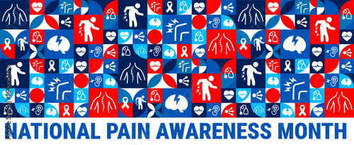 Foto national Pain Awareness Month Geometric shape pattern background, banner, card or poster design template is observed every year during September, to raise awareness about the mission