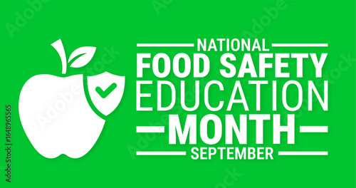 National Food Safety Education Month background, banner, card or poster design template is observed every year during September, to raise awareness about the mission. Vector illustration.