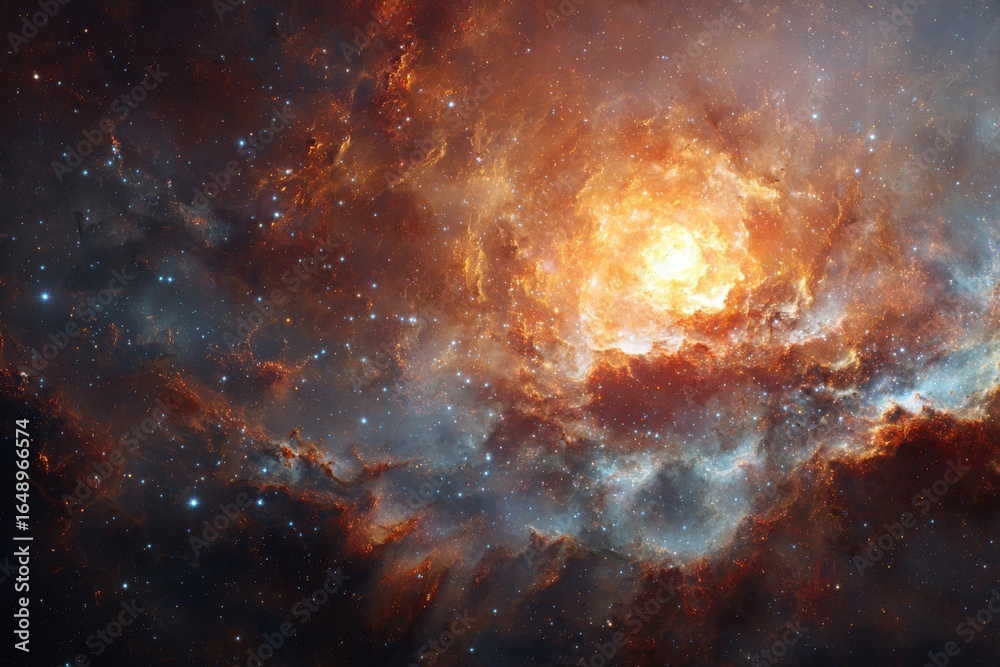 Obraz premium Majestic cosmic explosion showcasing the birth of galaxies and stars, perfect for astronomy lovers seeking breathtaking space imagery and celestial wonders