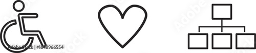 Accessibility Love and Organization A Trio of Symbolic Black and White Icons