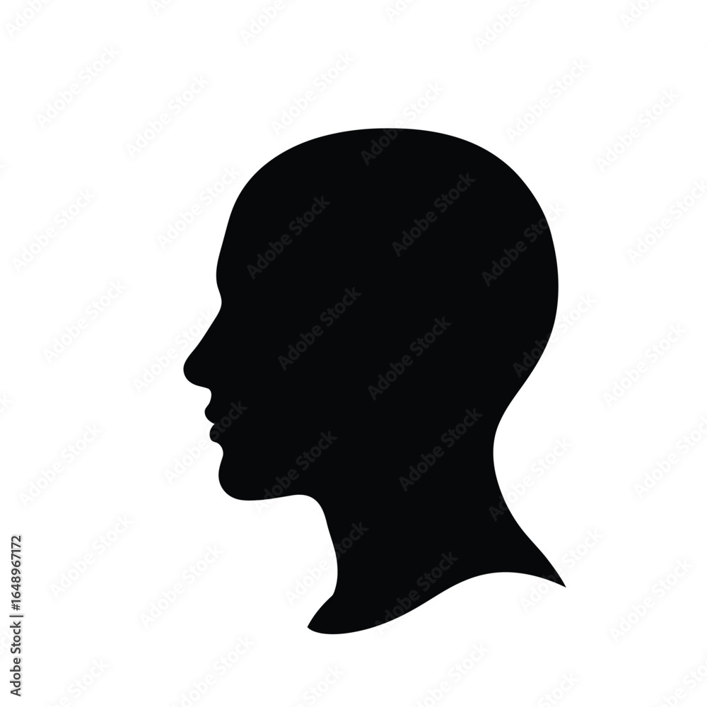 Human Head Silhouette Vector Icon Isolated on White Background Human Head Silhouette Vector Icon Isolated on White Background