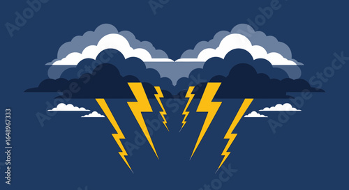 Dramatic Stormy Weather With Flashes Of Lightning And Dark Clouds