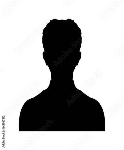 Silhouette of a person's head and shoulders against a white background in a simple and clean style