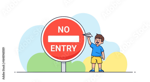 Dreaming Beyond Restrictions A Child's Imagination Defies The No Entry Sign