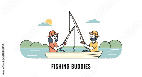 Enjoying A Peaceful Day Fishing With A Friend In The Lake