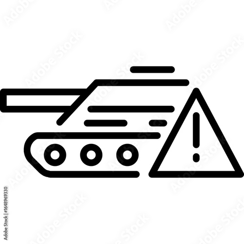 ank with hazard sign for conflict, invasion, and national security