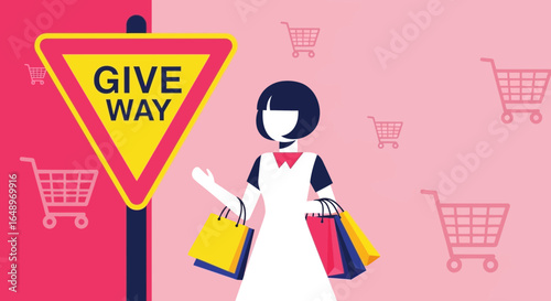 Exclusive Shopping Event, Woman Enjoying Shopping, Get Free Gifts, Giveaway Alert