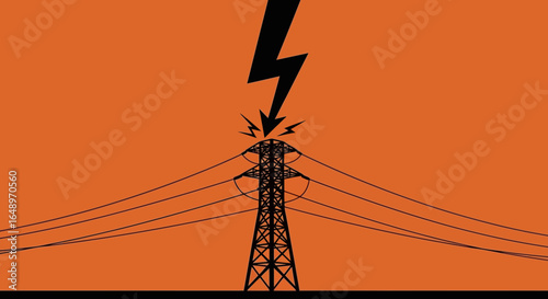 Electricity Pylon Under Lightning Strike Threat Power Transmission Safety