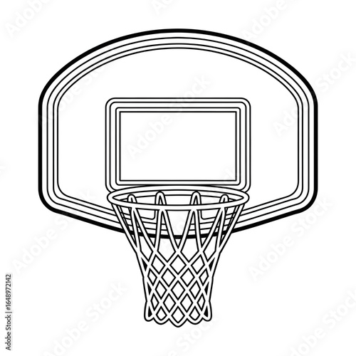 A black and white basketball hoop illustration line art of a coloring page