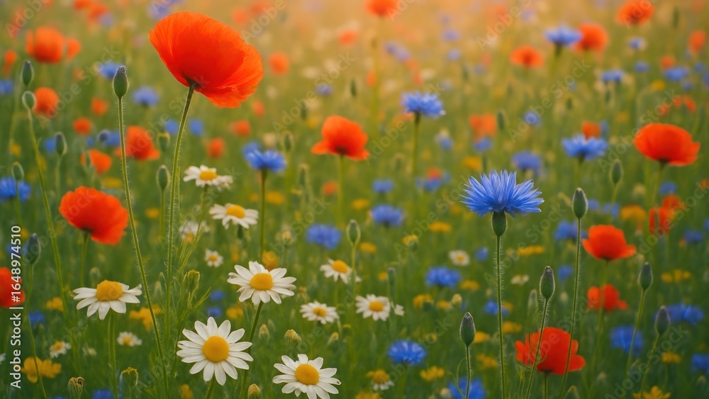 Fototapeta premium Vibrant wildflower meadow blooms.