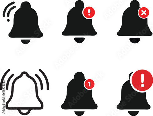 Notification bell icon set