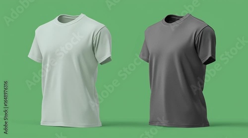 Animated video of a white and grey tshirt mockups on a green screen