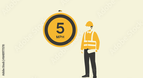 Five Mph Speed Restriction At The Construction Site With Foreman Safety