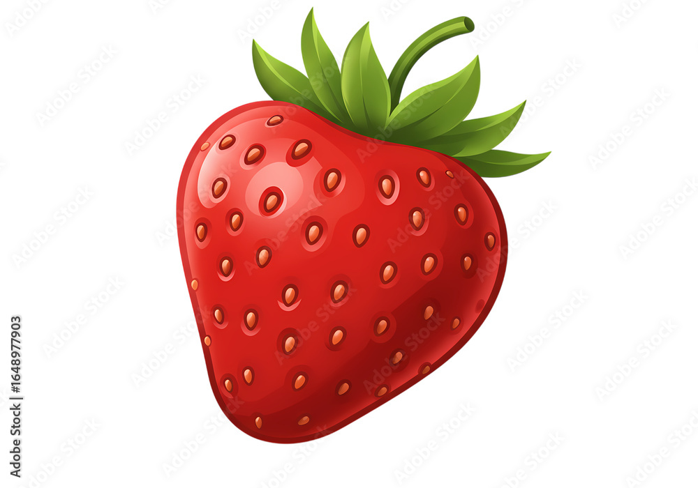 Fototapeta premium Single Ripe Strawberry Vibrant Red Fruit on transparent background