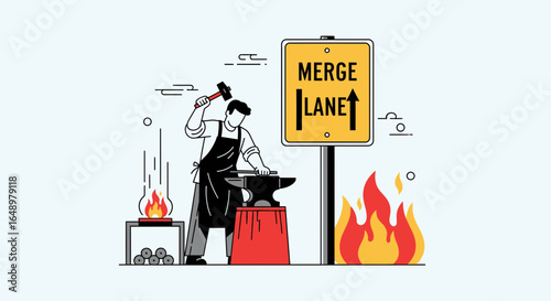 Forging New Paths Embracing Change and Innovation In Business Strategies Illustration