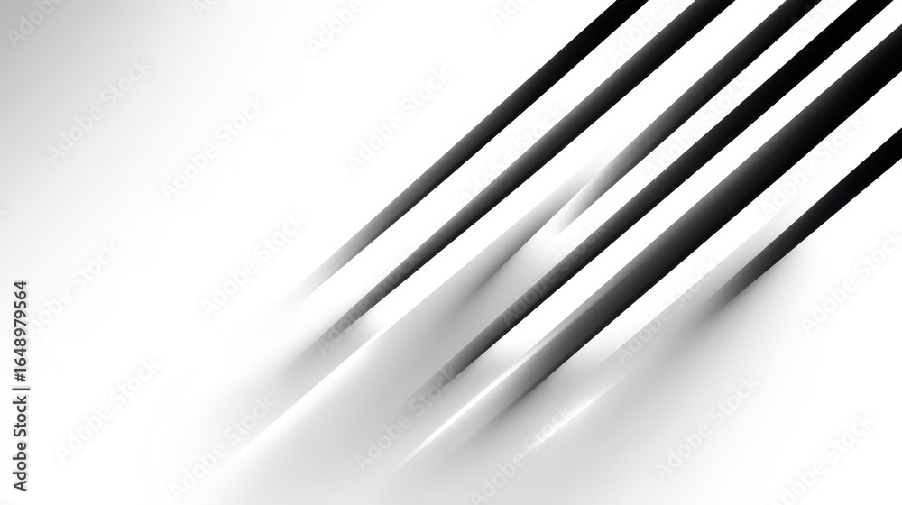 Fototapeta premium Abstract black stripes creating dynamic lines on a white background.
