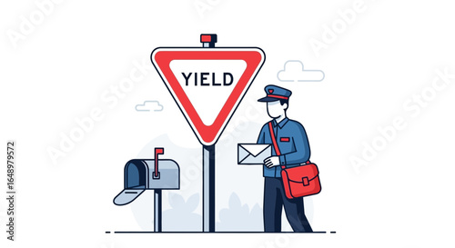 Friendly Mailman Delivering Letters On The Neighborhood Safe Mail Services