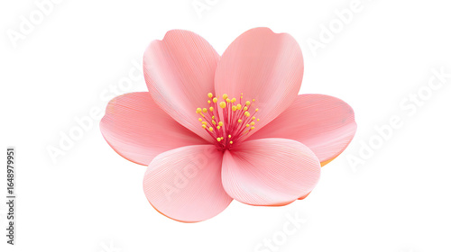 Elegant pink flower blossom with visible stamen on transparent background